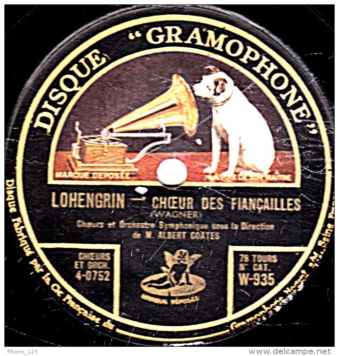 78 Trs - 30 Cm - Ange - état B -  Orch. Symphonique Albert COATES - LOHENGRIN Préude Du 3e Acte - CHOEUR DES FIANCAILLES - 78 T - Disques Pour Gramophone