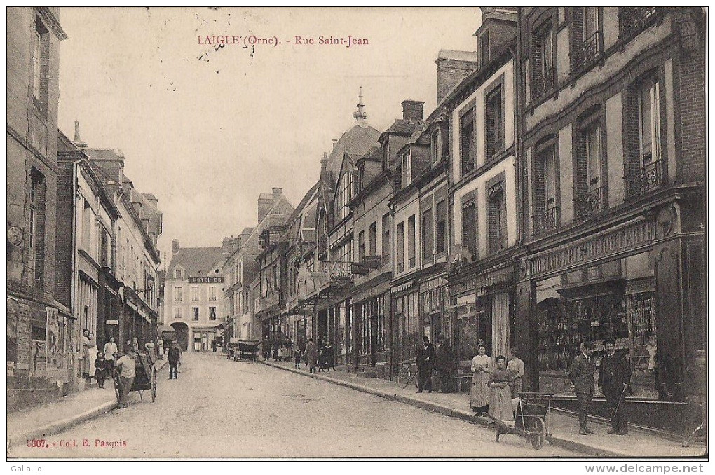 LAIGLE RUE SAINT JEAN CPA ANIMEE - L'Aigle