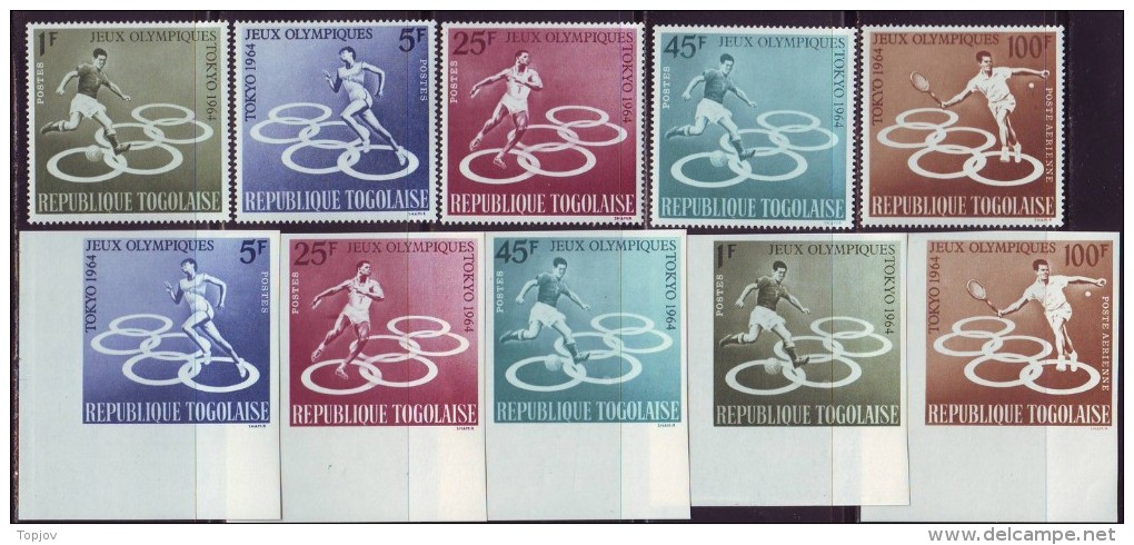 TOGO  - OLYMPIC  SET + BL  - TENNIS - FOOTBALL - DISCOBOLUS  - **MNH - 1964 - Wasserball