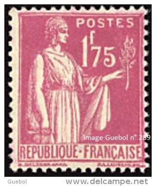 France Type Paix N°  289 ** De La Première Série Le 1fr75 Rose-lilas - 1932-39 Peace