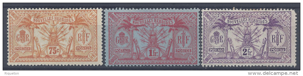 Nelles-HEBRIDES - 1911-12  - LEGENDE  FRANCAISE - N° 45 - 46 - 47 - X - - Nuevos