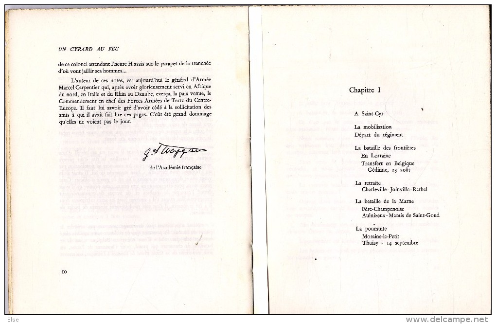 UN CYRARD AU FEU  GENERAL MARCEL CARPENTIER  1963  -  138 PAGES - War 1914-18