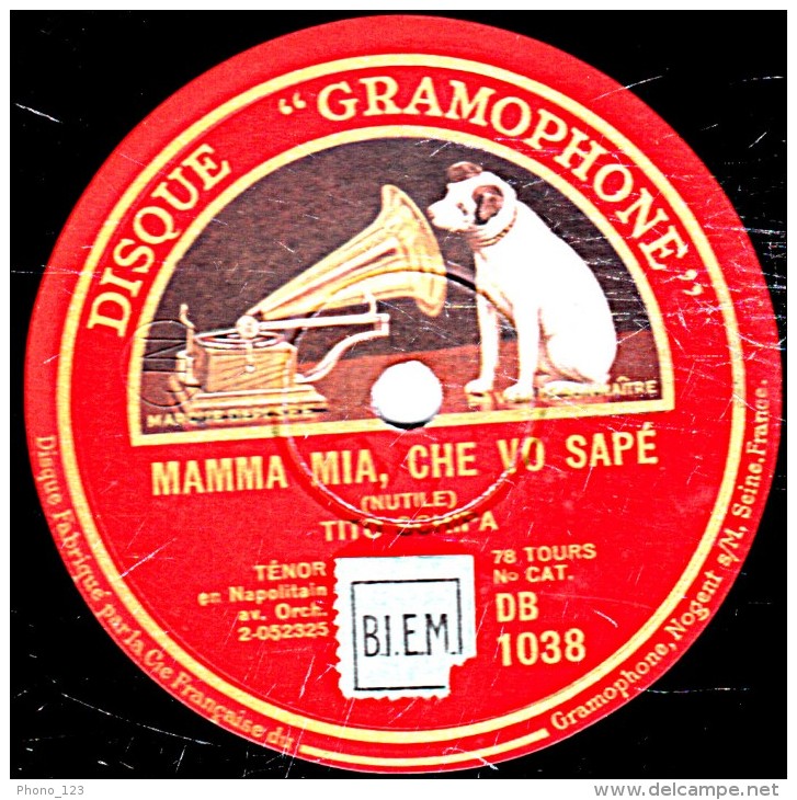 78 Trs - 30 Cm - état EX - TITO SCHIPA En Italien - MAMMA MIA, CHE VO SAPE - LA CAMPANA DI SAN GIUSTO - 78 T - Disques Pour Gramophone