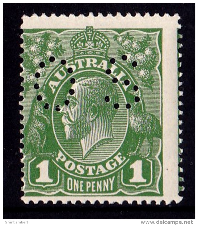 Australia 1924 King George V 1d Green Single Wmk Perf OS MH - Mint Stamps