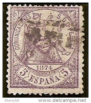 1874-ED. 144 -  I REPÚBLICA- ALEGORÍA DE LA JUSTICIA 5 CTS. VIOLETA-USADO - Used Stamps