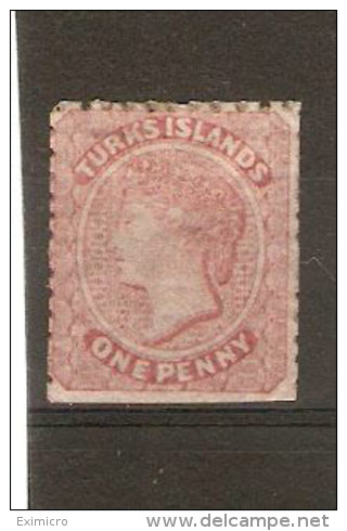 TURKS ISLANDS 1867 1d Dull Rose SG 1 Perf 11 - 12½ MOUNTED MINT Cat £65 - Turks And Caicos