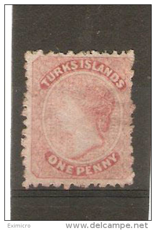 TURKS ISLANDS 1867 1d Dull Rose SG 1 Perf 11 - 12½  No Watermark MINT NO GUM Cat £65 - Turks & Caicos (I. Turques Et Caïques)
