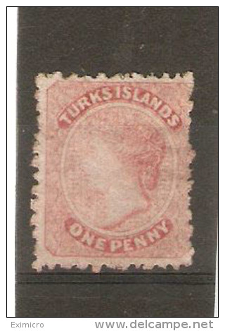 TURKS ISLANDS 1867 1d Dull Rose SG 1 Perf 11 - 12½  No Watermark MINT NO GUM Cat £65 - Turks And Caicos