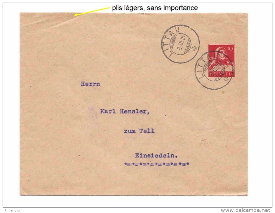 SUISSE 1915 LITTAU Lettre Entier Postal EXPORTATION DE FROMAGES SUISSES, DILLIER-WYSS LUCERNE Pour Einsiedeln - Interi Postali