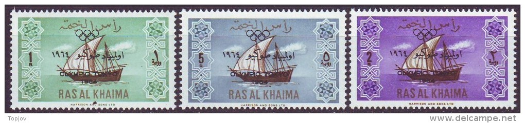 RAS  AL  KHAIMA  - OLYMPIC  SET   -  SHIPS  - **MNH - 1965 - Schwimmen