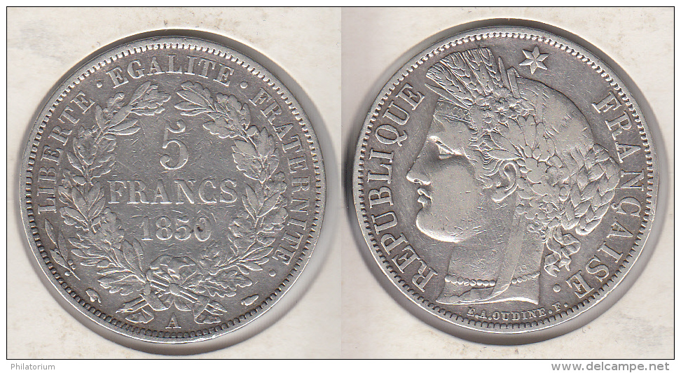 France  5 Francs 1850 A   Cérès    1850A - Sonstige & Ohne Zuordnung