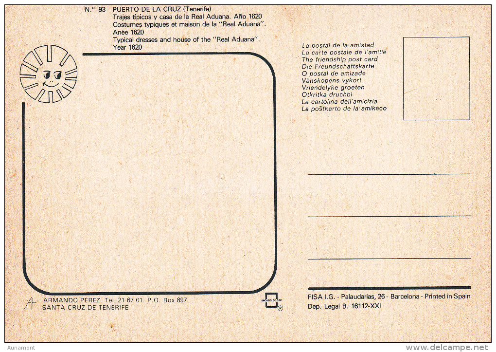 España--Tenerife--Puerto De La Cruz--Trajes Tipicos Y Casa De La Real Aduana-año, 1620 - Vestuarios