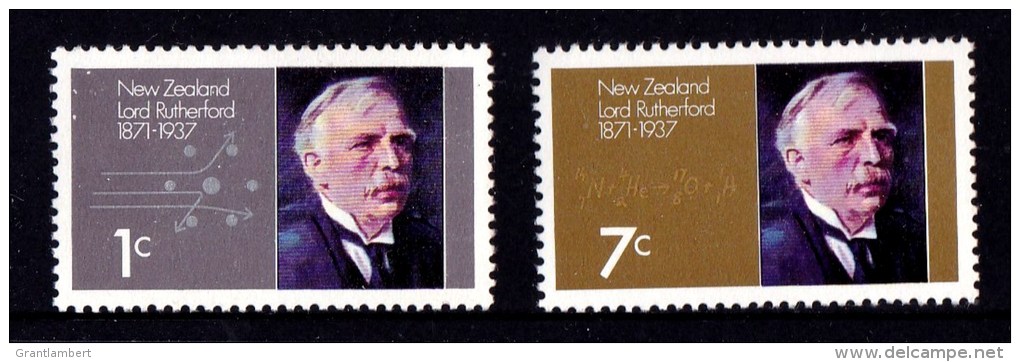 New Zealand 1971 Lord Rutherford Physicist Set Of 2 MNH - Unused Stamps