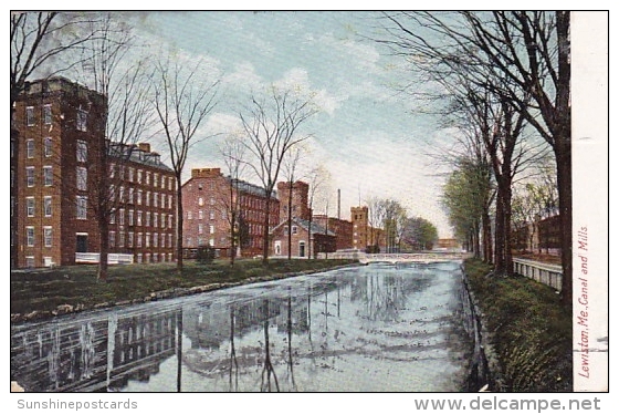 Canal And Mills Lewiston Maine 1909 - Lewiston