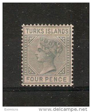 TURKS ISLANDS 1884 4d SG 57 LIGHTLY MOUNTED MINT Cat £40 - Turks & Caicos