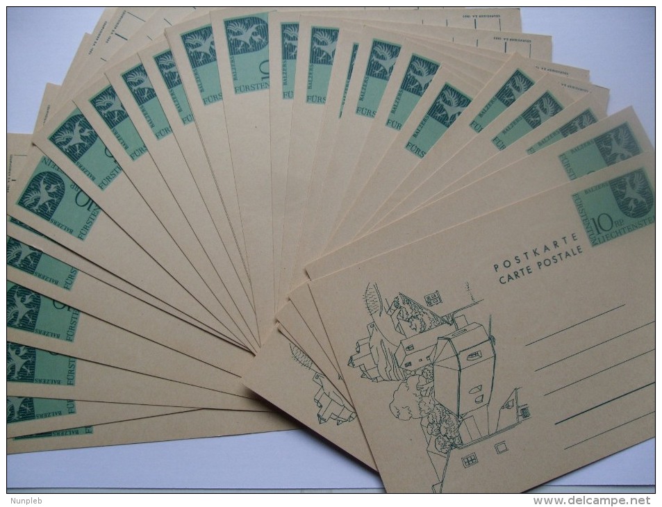 LIECHTENSTEIN 27 UNUSED PRE-PAID STATIONARY CARDS POSTKARTE `COURVOISIER 1965` - Stamped Stationery