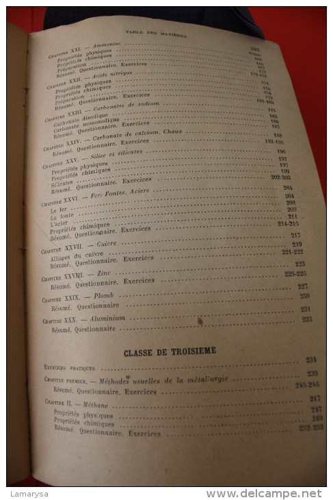 PROGRAMME ->1947 CHIMIE Cours Complementaires Classe de 4é & 3é->G.EVE Agrégè DE SCIENCES PHYSIQUES ENSEIGNEMENT MODERNE