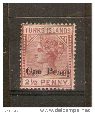 TURKS ISLANDS 1889 1d On 2½d SG 61 MOUNTED MINT Cat £23 - Turcas Y Caicos