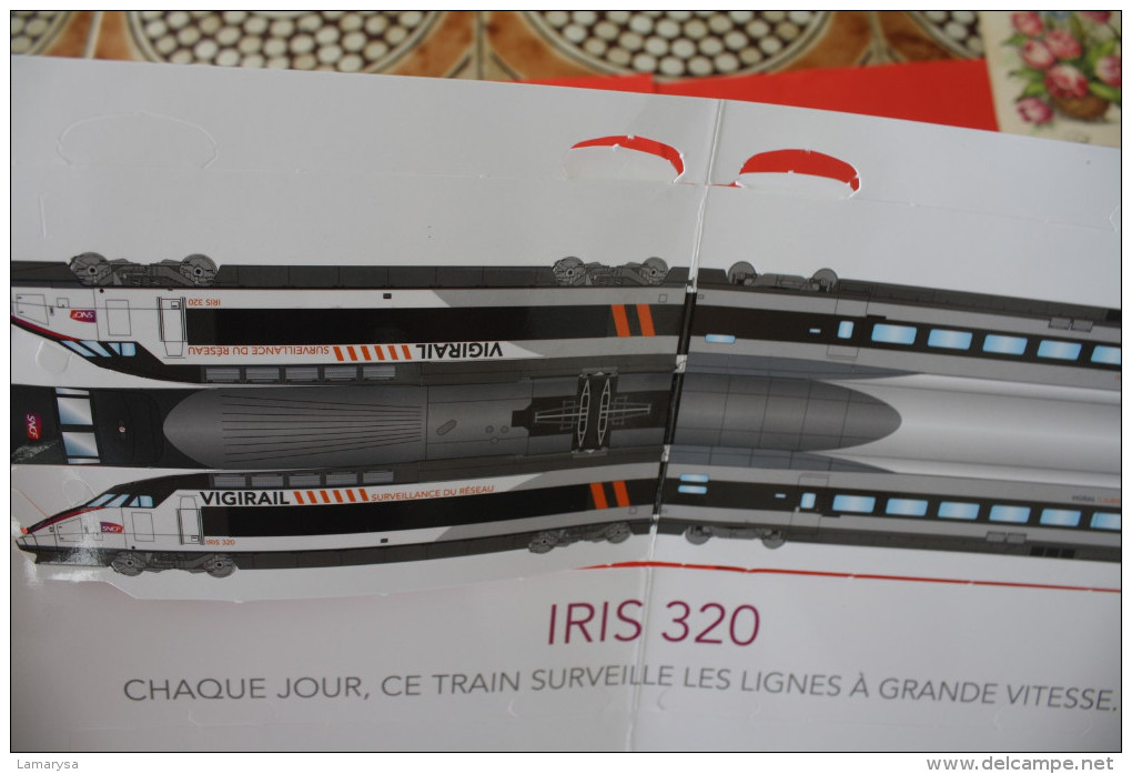 VIGIRAIL IRIS 320 PUBLICITAIRE SNCF A(DECOUPAGE)CHAQUE JOUR CE TRAIN SURVEILLE LES LIGNES TGV A GRANDE VITESSE->ACCUEIL - Eisenbahnverkehr