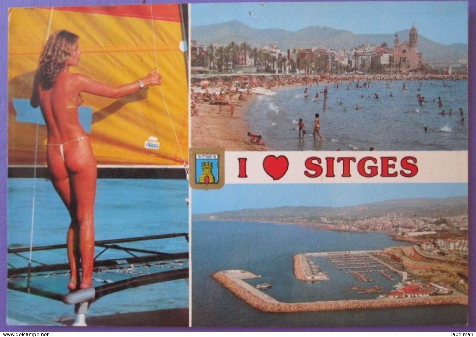 SITGES SPAIN SURF BEACH PORT YACHT PICTURE MUSEUM EXPOSITION ADVERTISING DESIGN ORIGINAL PHOTO POST CARD PC STAMP - Peñón De Vélez De La Gomera