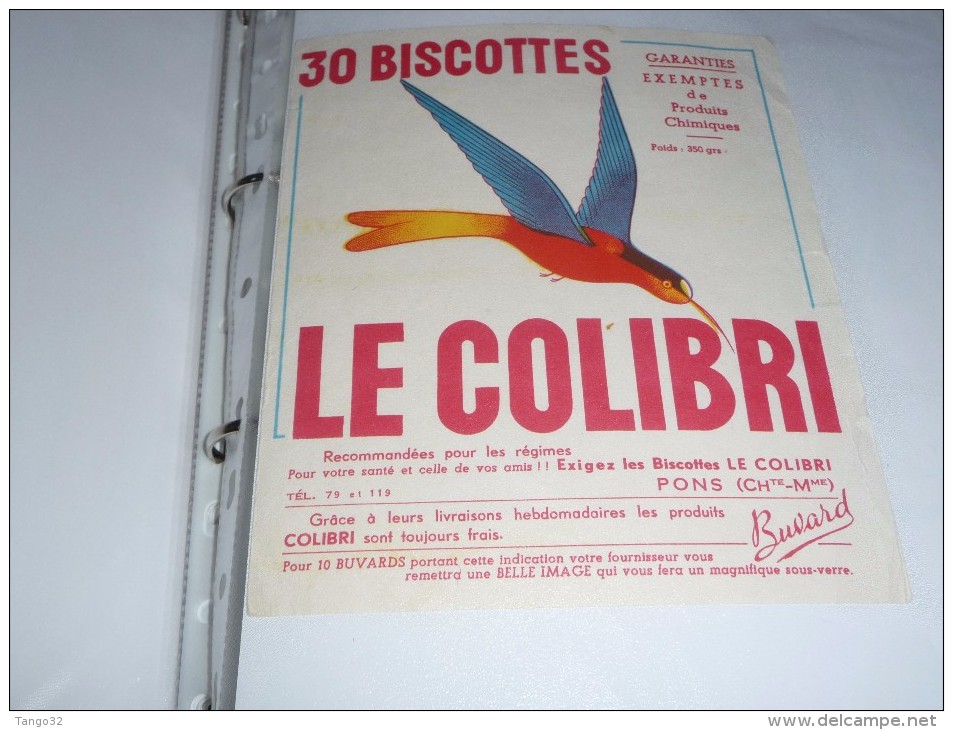 Buvard -  BLOTTER / BISCOTTES  Le COLIBRI ---oiseau - Biscottes