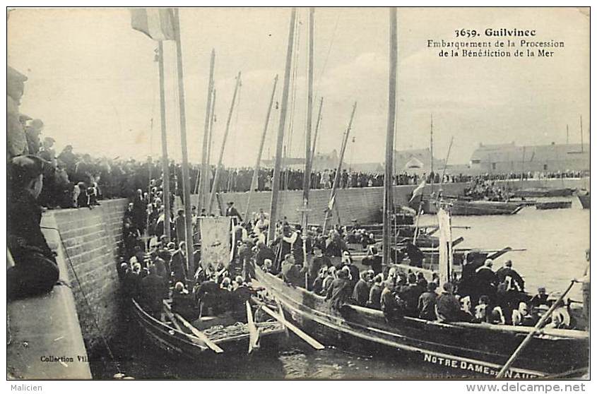 - Finistere - Ref- D146 - Guilvinec - Embarquement De La Procession De La Benediction De La Mer - Carte Bon Etat - - Guilvinec