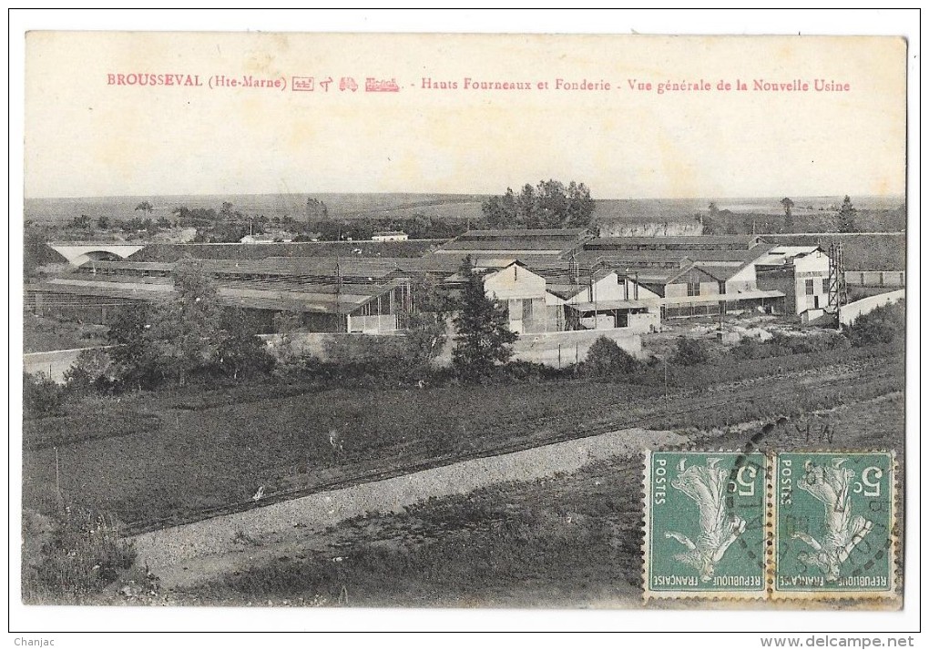 Cpa: 52 BROUSSEVAL - Ar. Saint Dizier - Hauts Fourneaux Et Fonderie, Nouvelle Usine 1919 - Autres & Non Classés