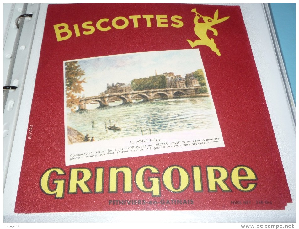 BLOTTER BUVARD Publicitaire BISCOTTES GRINGOIRE Le Pont Neuf PARIS - Biscottes