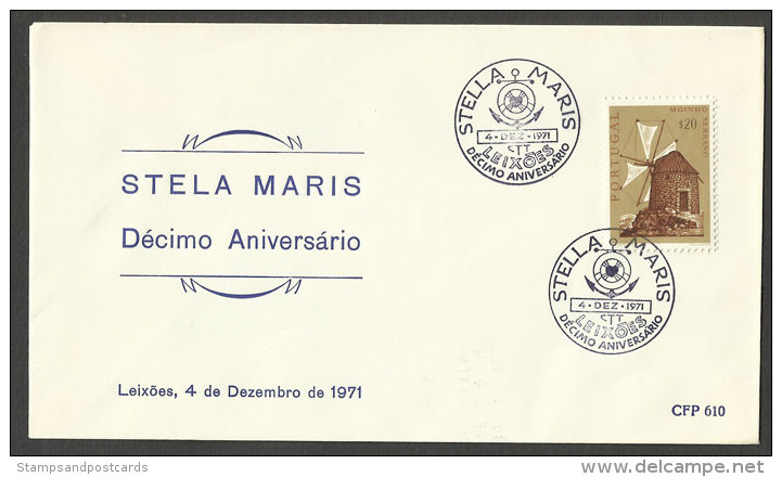 Portugal Cachet Commemoratif Stella Maris Ancre Association Maritime Leixoes 1971 Event Pmk Anchor Maritime Association - Flammes & Oblitérations