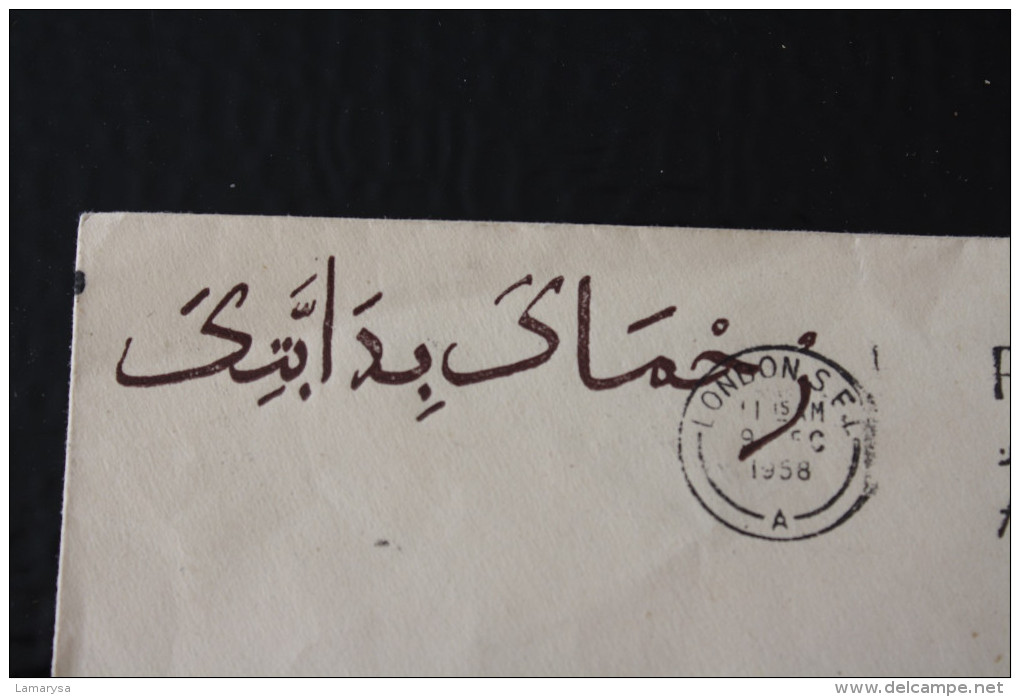 MARCOPHILIE LETTRE De Londres LETTER -> LONDON->POUR PONT-SAINT-ESPRIT GRIFFE LINEAIRE ECRITURE ARABE A IDENTIFIER 1958 - Covers & Documents