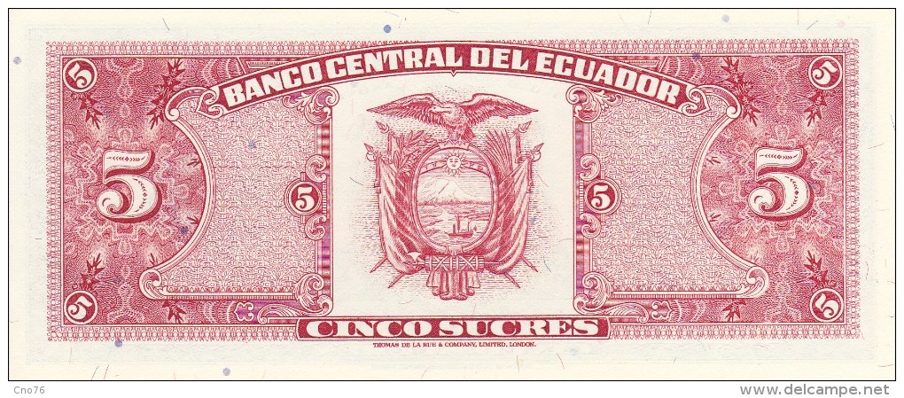 Billet Equateur 5 Sucres Du 22 11 1988 - Ecuador