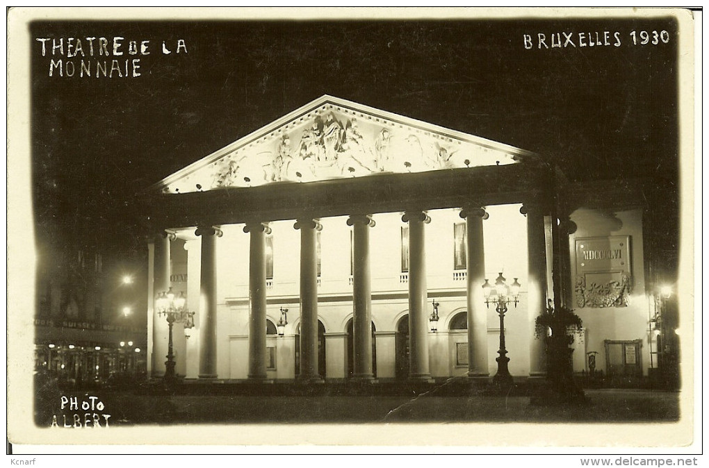 CP De BRUXELLES ( BRUSSEL ) " Théatre De La Monnaie 1930 " - Brüssel Bei Nacht