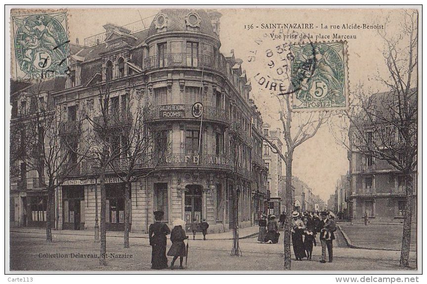 44 - B17243CPA - SAINT NAZAIRE - Rue Alcide-Benoist Prise De La Place Marceau, Cafe Americain - Très Bon état - LOIRE-AT - Saint Nazaire