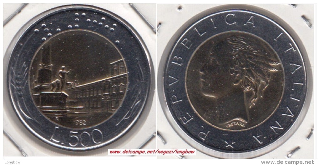 Italia 500 Lire 1982 Bimetallic Km#111 - Used - 500 Liras