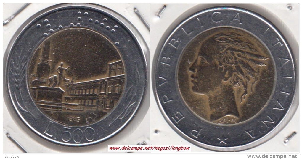 Italia 500 Lire 1985 Bimetallic KM#111 - Used - 500 Lire