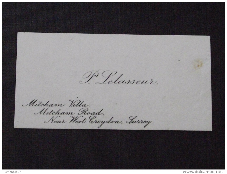 CROYDON SURREY - Visit Card - The Viscount Of PANOUSE In July 1913 Following The Death Of His Daughter - P. LELASSEUR - Visiting Cards