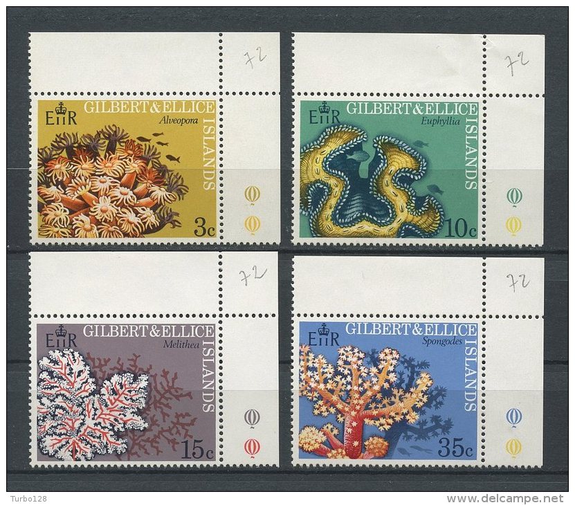 GILBERT ELLICE 1972 N° 194/197 ** Neufs = MNH Superbes Cote 5,50 &euro; Faune Marine Coraux Fauna Animaux - Gilbert & Ellice Islands (...-1979)