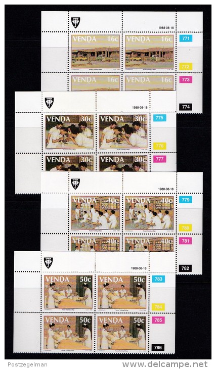 VENDA, 1988, MNH Controls Blocks Of 4, Nurses Training College, M 175-178 - Venda