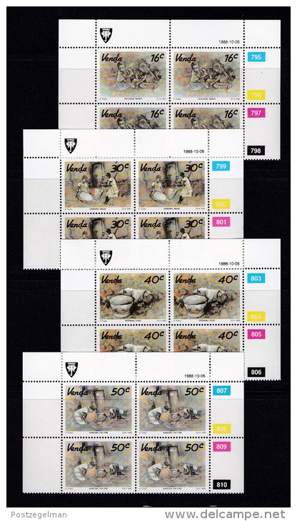 VENDA, 1988, MNH Controls Blocks Of 4, Local Art, M 179-182 - Venda