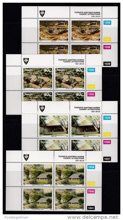 VENDA, 1991, MNH Controls Blocks Of 4, Tourist Attractions, M 225-228 - Venda