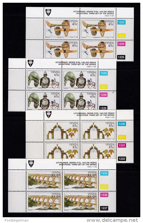 VENDA, 1993, MNH Controls Blocks Of 4, Inventions, M 262-265 - Venda