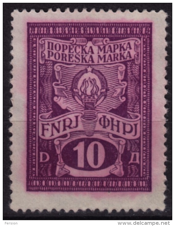 1948 Yugoslavia - Revenue, Income Tax Stamp - Used - 10 Din - Service