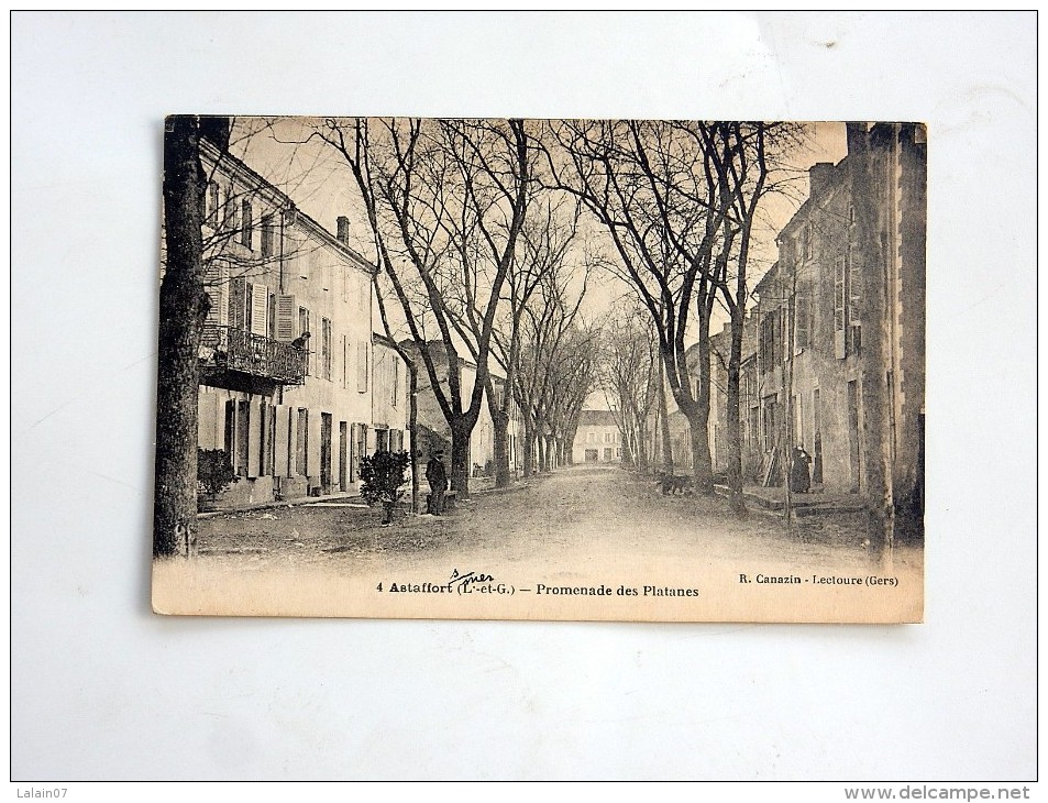 Carte Postale Ancienne : ASTAFFORT : Promenade Des Platanes , Animé, En 1923 - Astaffort