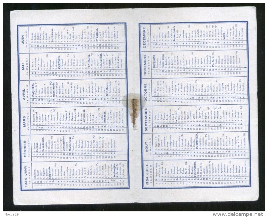 RARO SANTINO CALENDARIETTO FRANCESE DEL 1934 DEDICATO A S.GIOVANNI BOSCO ( K3 ) - Santini