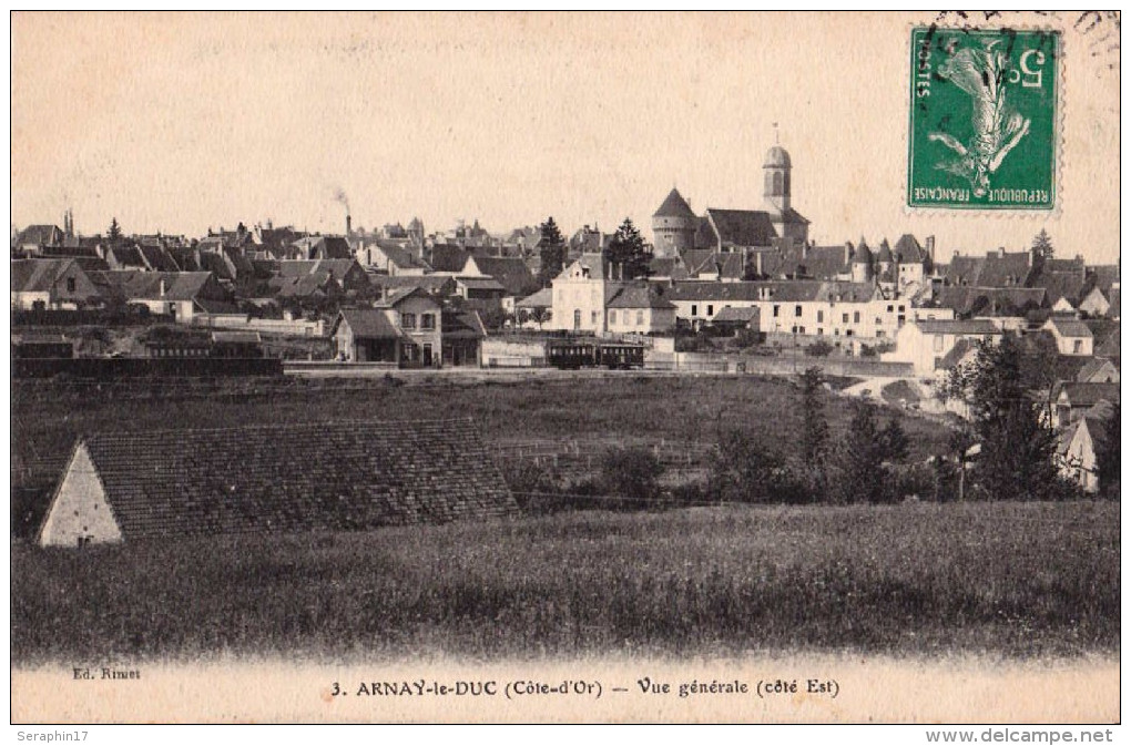 256 -CPA - ARNAY Le DUC Vue Générale - Gare - Edit: Rimet N°3  - Recto-V - Arnay Le Duc