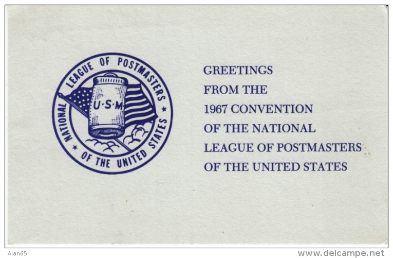 1967 Convention National League Of Postmasters Of USA, Postal System, C1960s Vintage Postcard - Postal Services