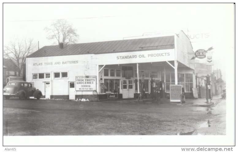 The Dalles Oregon Standard Oil Gas Staion Service Station, Auto, C1940s Image 'Taken Off Old Negatives' Photograph - Sonstige & Ohne Zuordnung