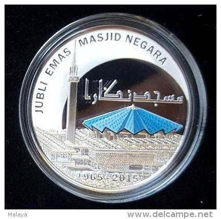 Malaysia 2015 National Mosque 10 Ringgit Silver 99.9 Proof Coin Coa & Box - Malaysia