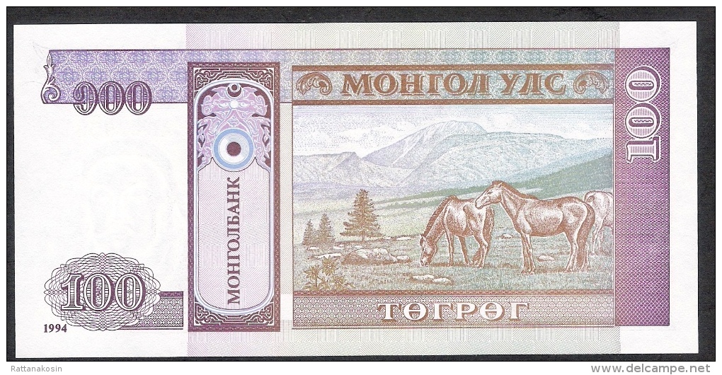 MONGOLIA P57 100  TUGRIK   1994 #AD  UNC. - Mongolie