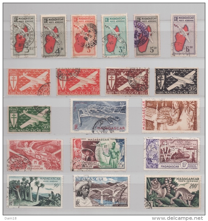 MADAGASCAR PETITE COLLECTION TIMBRES POSTE AERIENNE OBLITERES - Airmail